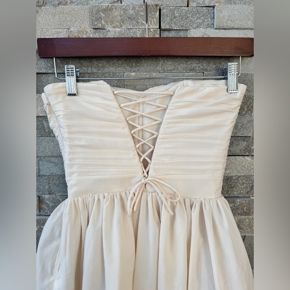 Oh Polly Bandeau Floral-Appliqué Corset Mini Dress Cream White Ivory 0 (XS) - Picture 8 of 16